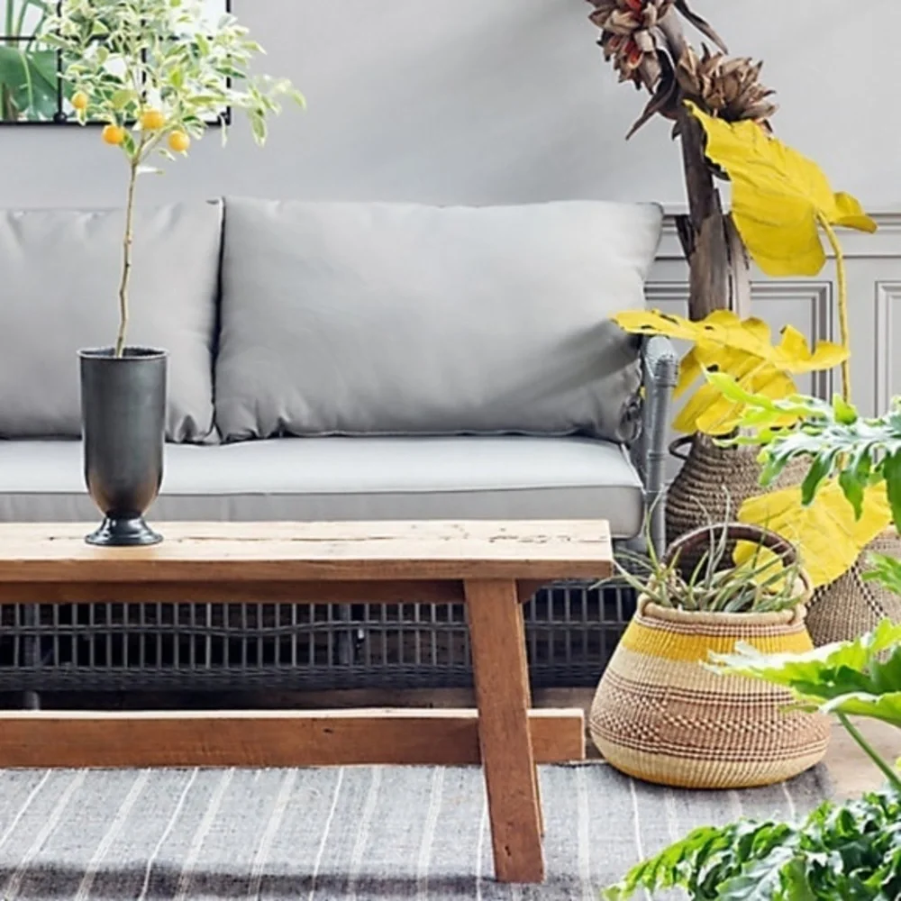 Anthropologie Canvas Yellow Anthurium Leaf
